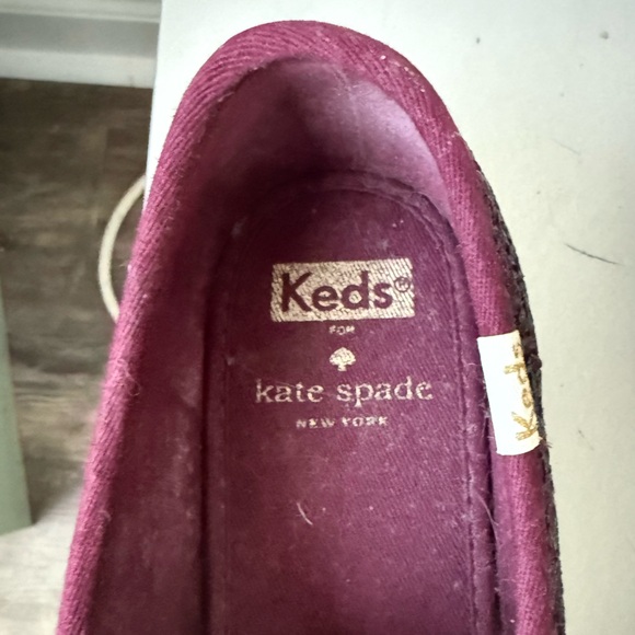Keds X Kate Spade New York Champion Glitter Sneaker in Deep Cherry Size  8 - Picture 8 of 10